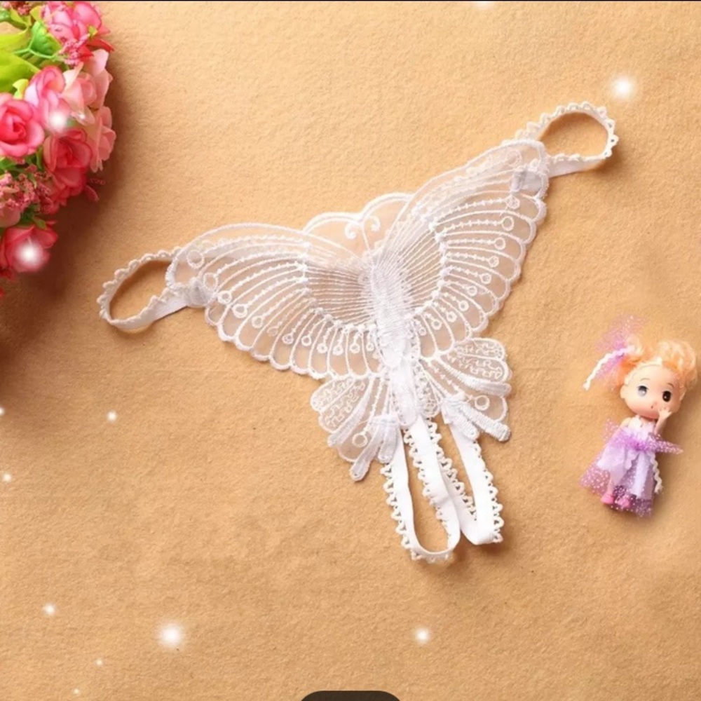 White butterfly thong